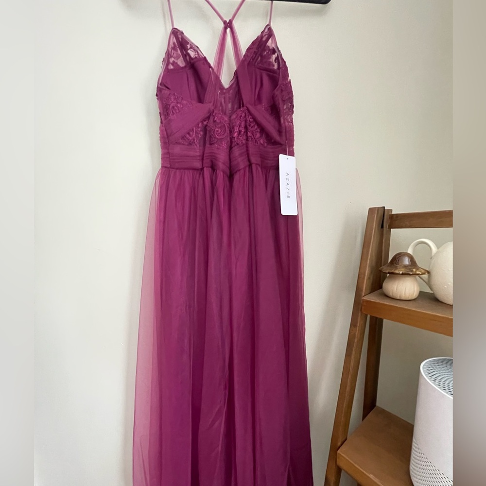 NWT Azazie raspberry PROM tulle dress - Picture 6 of 9